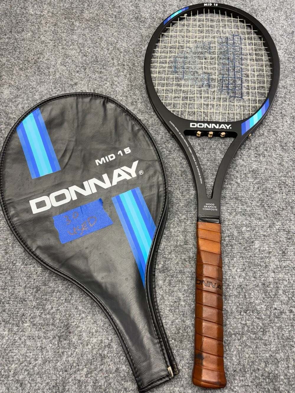 Donnay Mid 15 Tennis Racquet Grip Light 4 Wood Graphite Composite-cover VTG- EUC